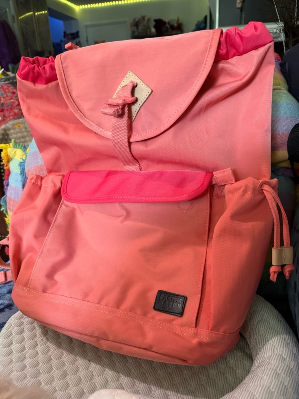 Pacific Mason Pink LIEU CORAL X CRIMSON Drawstring Backpack